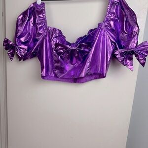 Sugar Thrillz X Dolls Kill Metallic Pink Superstar Dreams BowCrop Top NWT XXL